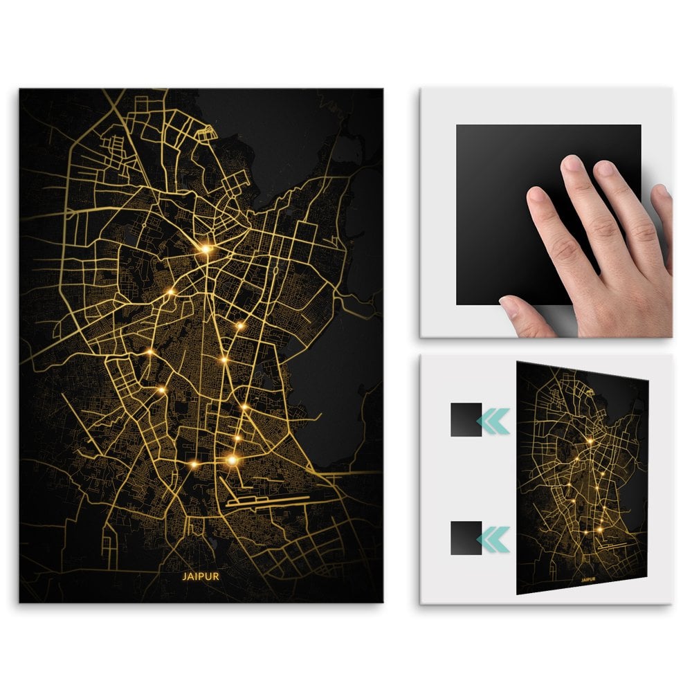 Plakat metalowy Mapa City Lights Dajpur L