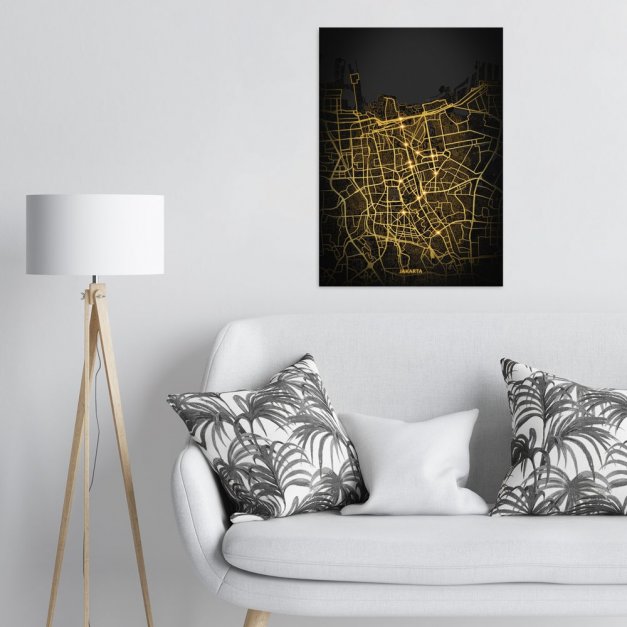 Plakat metalowy Mapa City Lights Dżakarta L