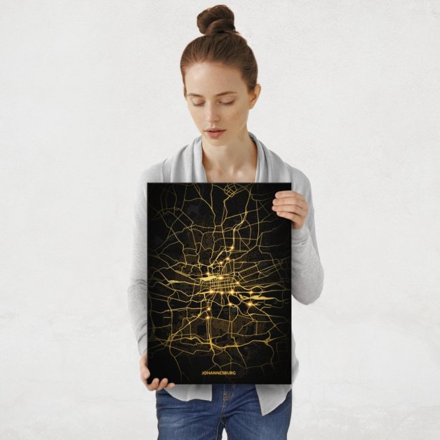 Plakat metalowy Mapa City Lights Johannesburg M
