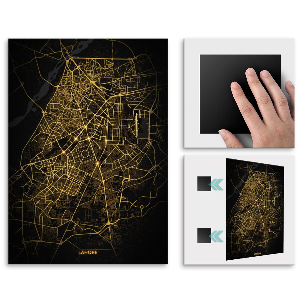 Plakat metalowy Mapa City Lights Lahaur L