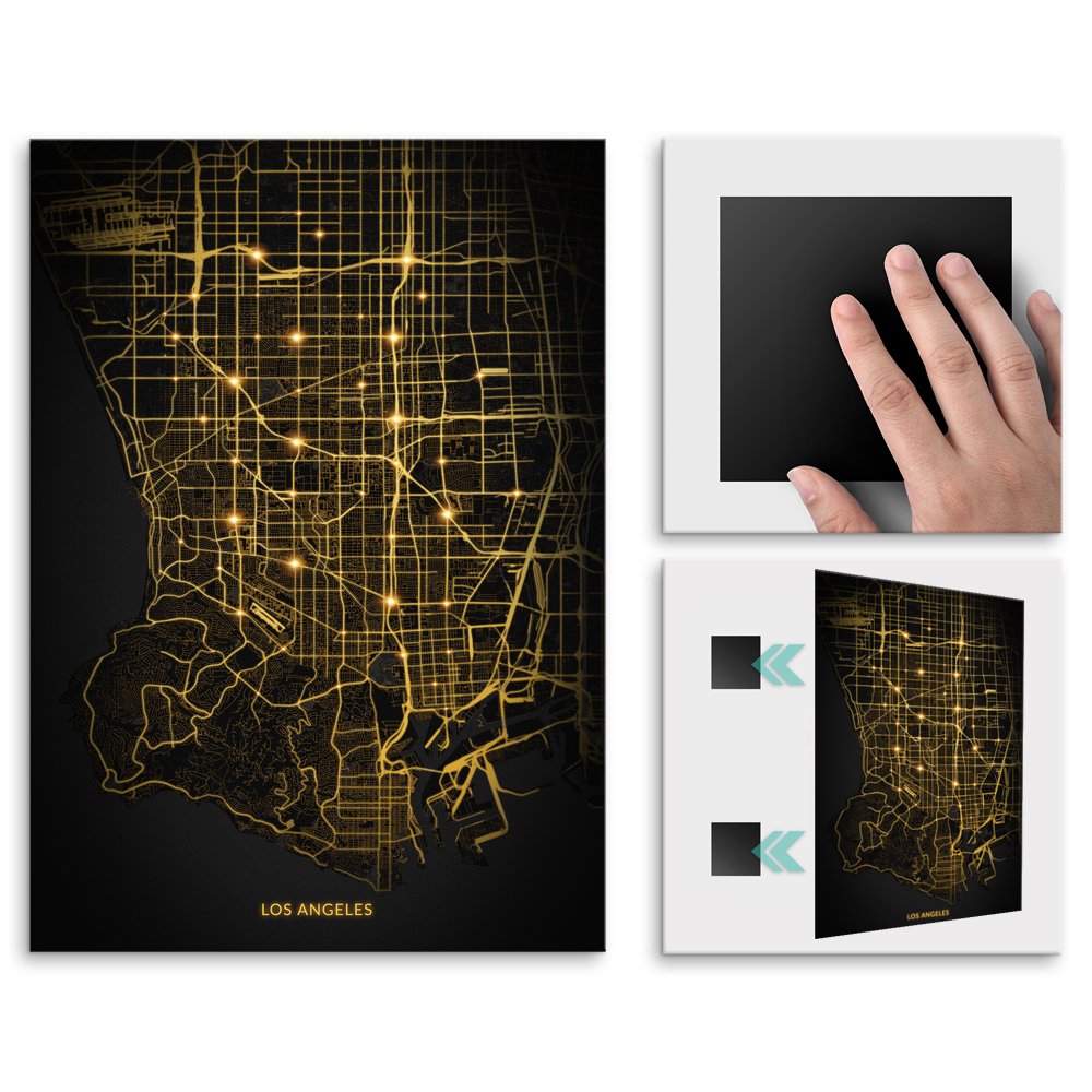 Plakat metalowy Mapa City Lights Los Angeles L