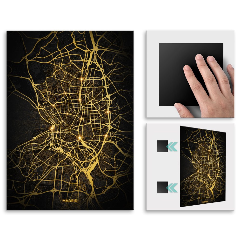 Plakat metalowy Mapa City Lights Madryt L