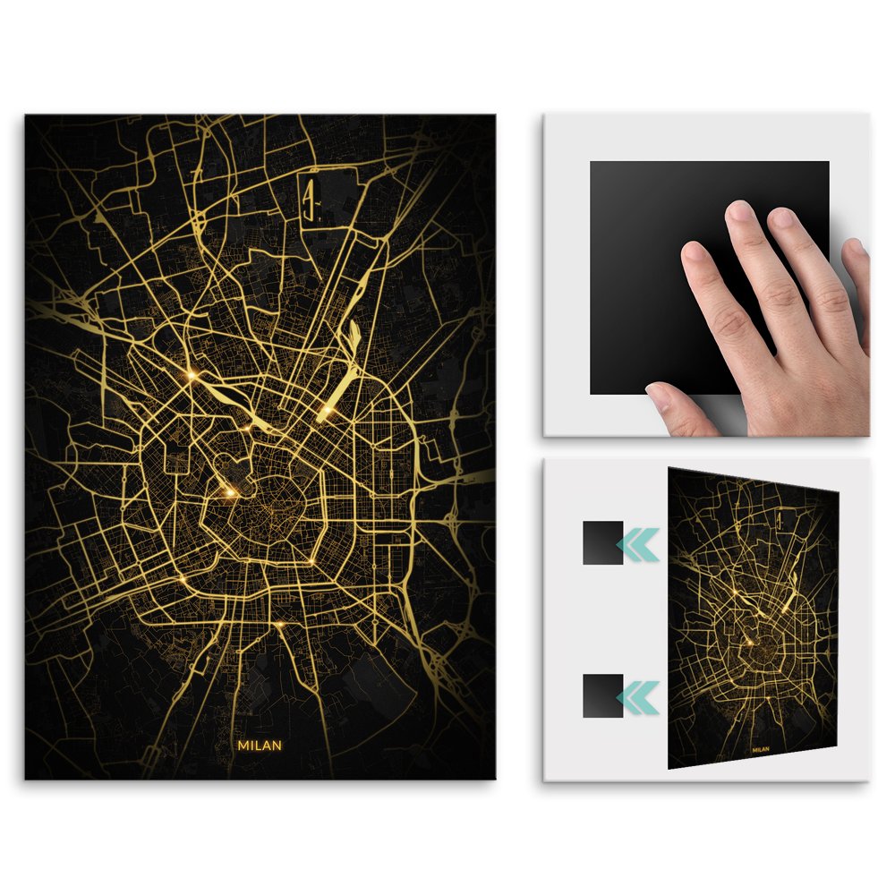 Plakat metalowy Mapa City Lights Mediolan L