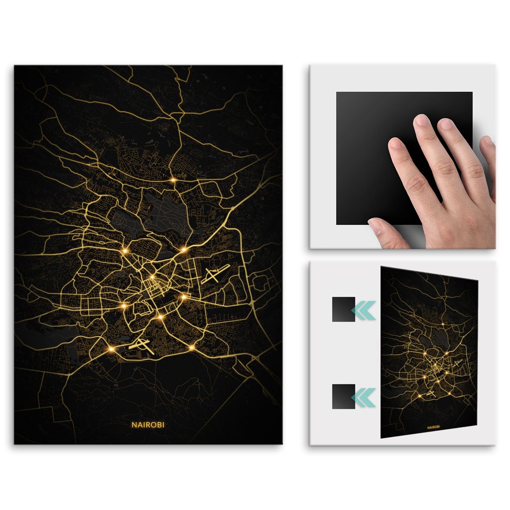 Plakat metalowy Mapa City Lights Nairobi M