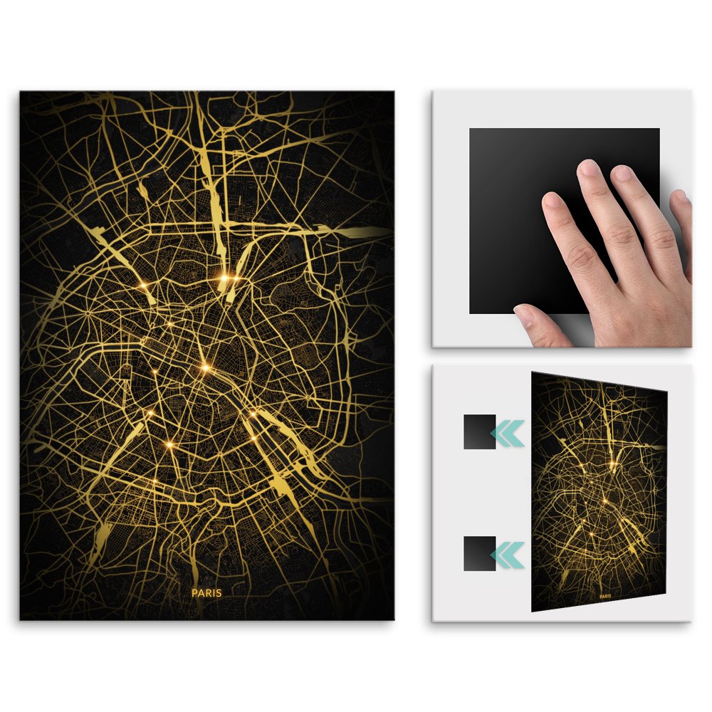 Plakat metalowy Mapa City Lights Pary L