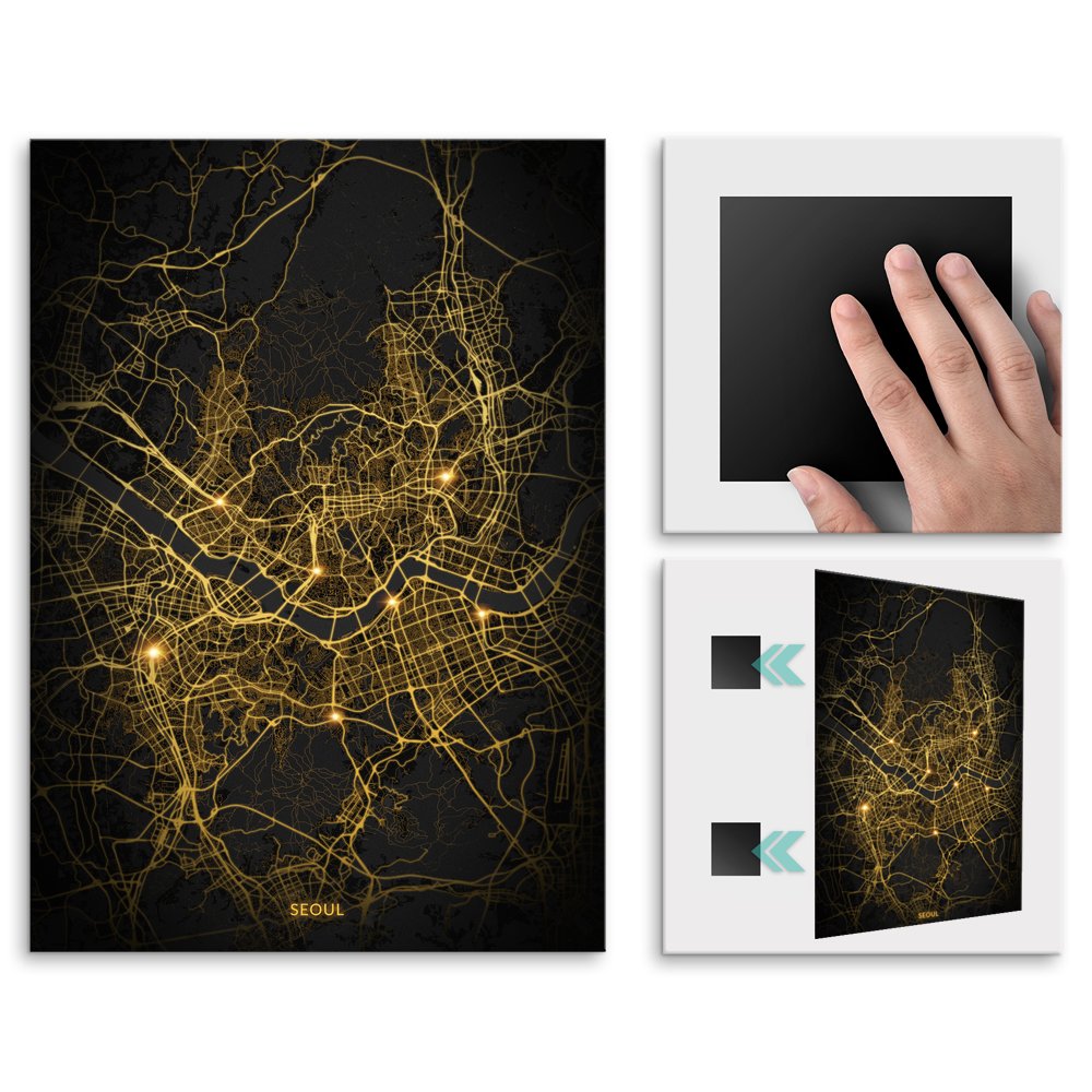 Plakat metalowy Mapa City Lights Seul M