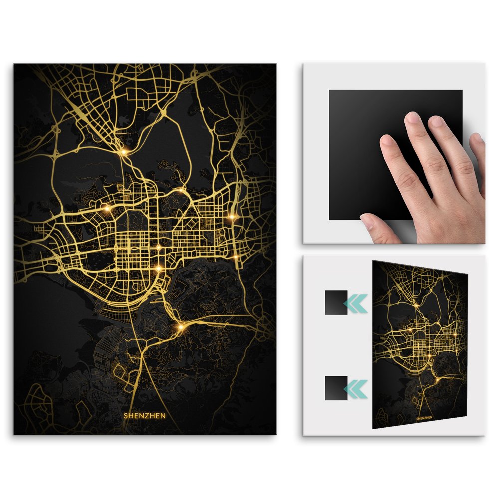 Plakat metalowy Mapa City Lights Shenzhen L