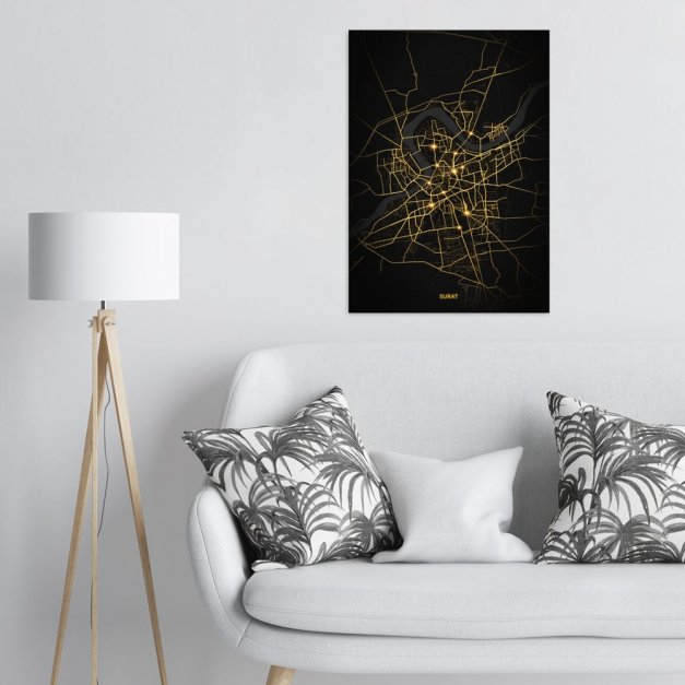 Plakat metalowy Mapa City Lights Surat L