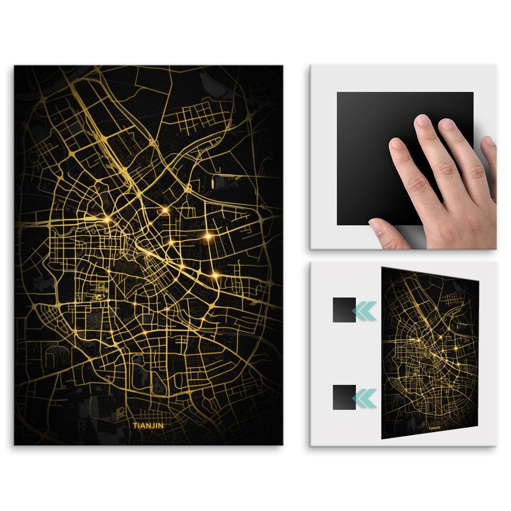 Plakat metalowy Mapa City Lights Tiencin L