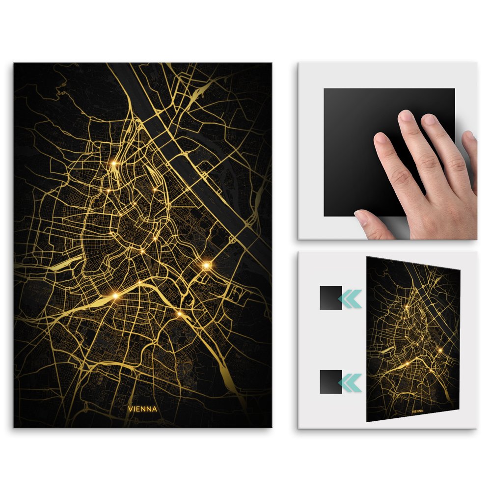 Plakat metalowy Mapa City Lights Wiede M