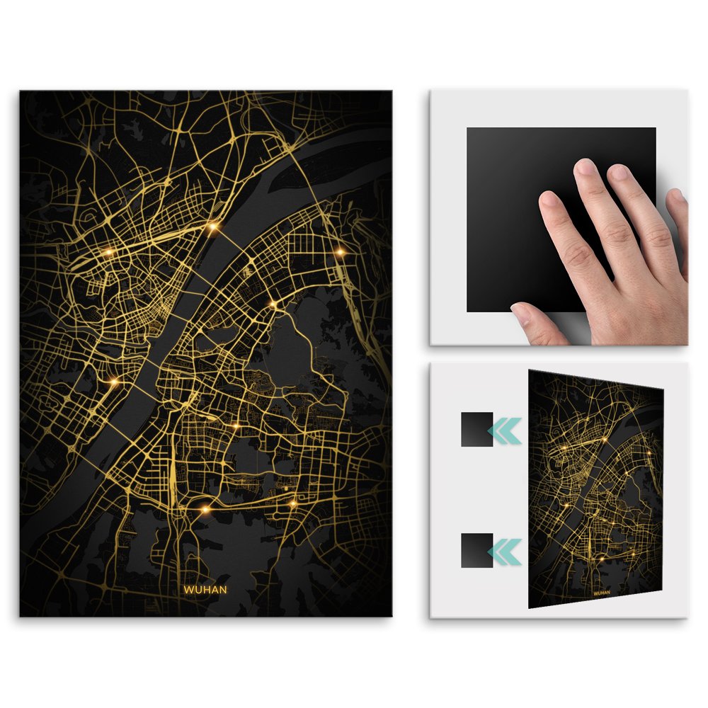 Plakat metalowy Mapa City Lights Wuhan M