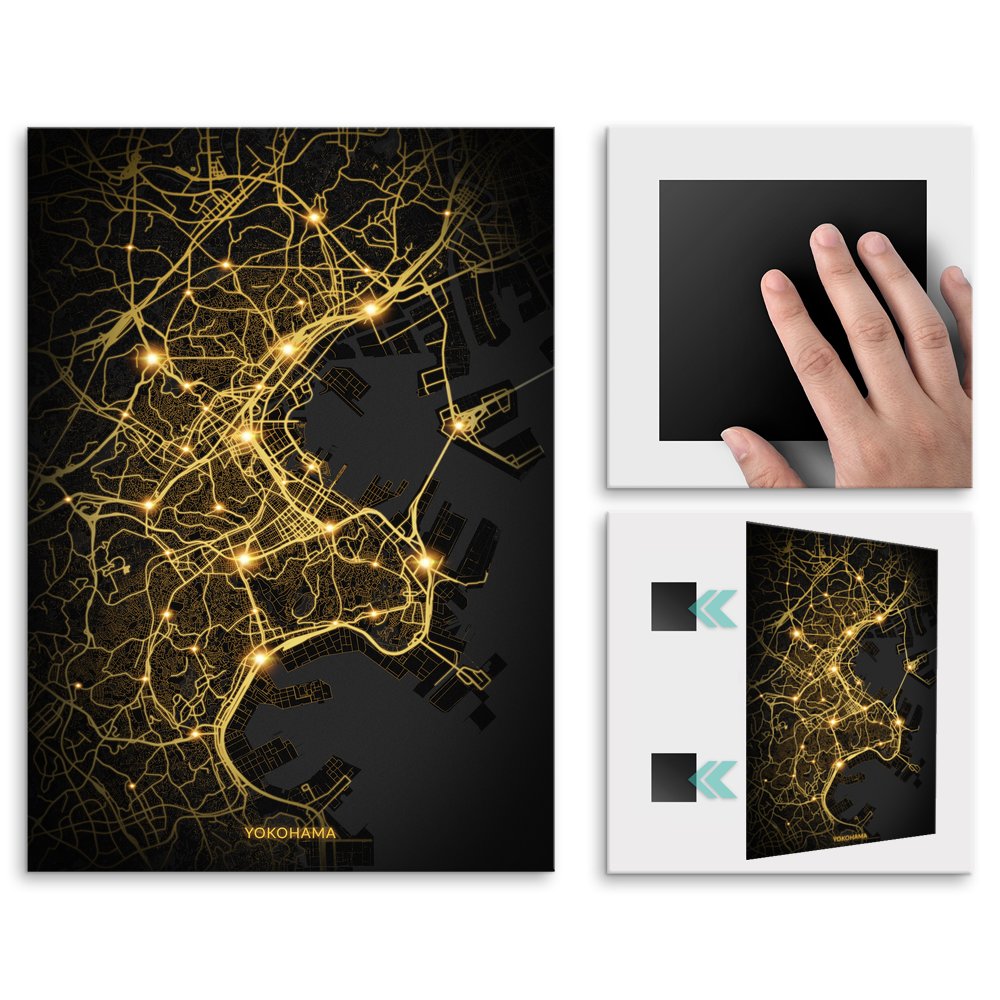 Plakat metalowy Mapa City Lights Jokohama M