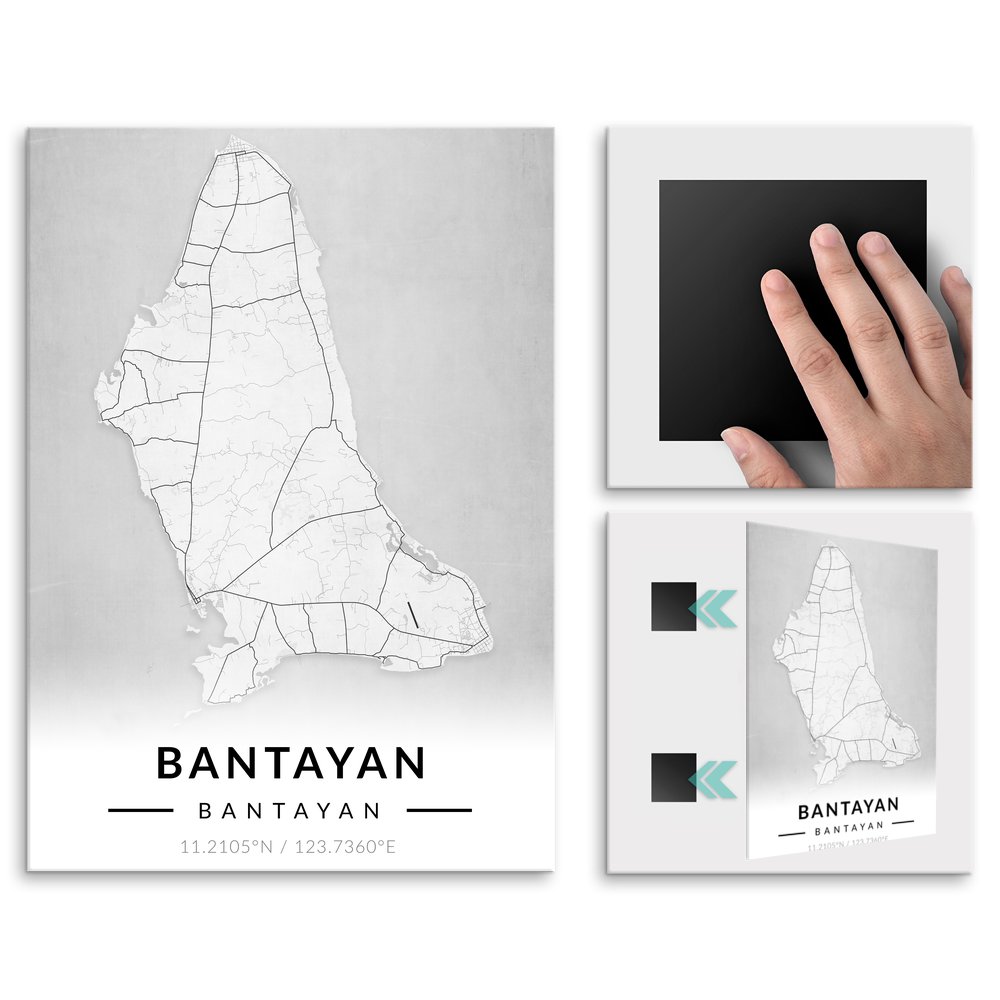 Plakat metalowy Mapa B&W Bantayan M