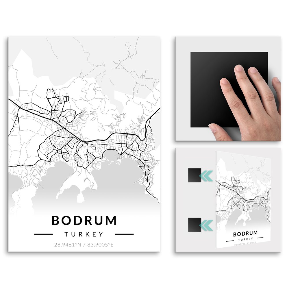 Plakat metalowy Mapa B&W Bodrum L