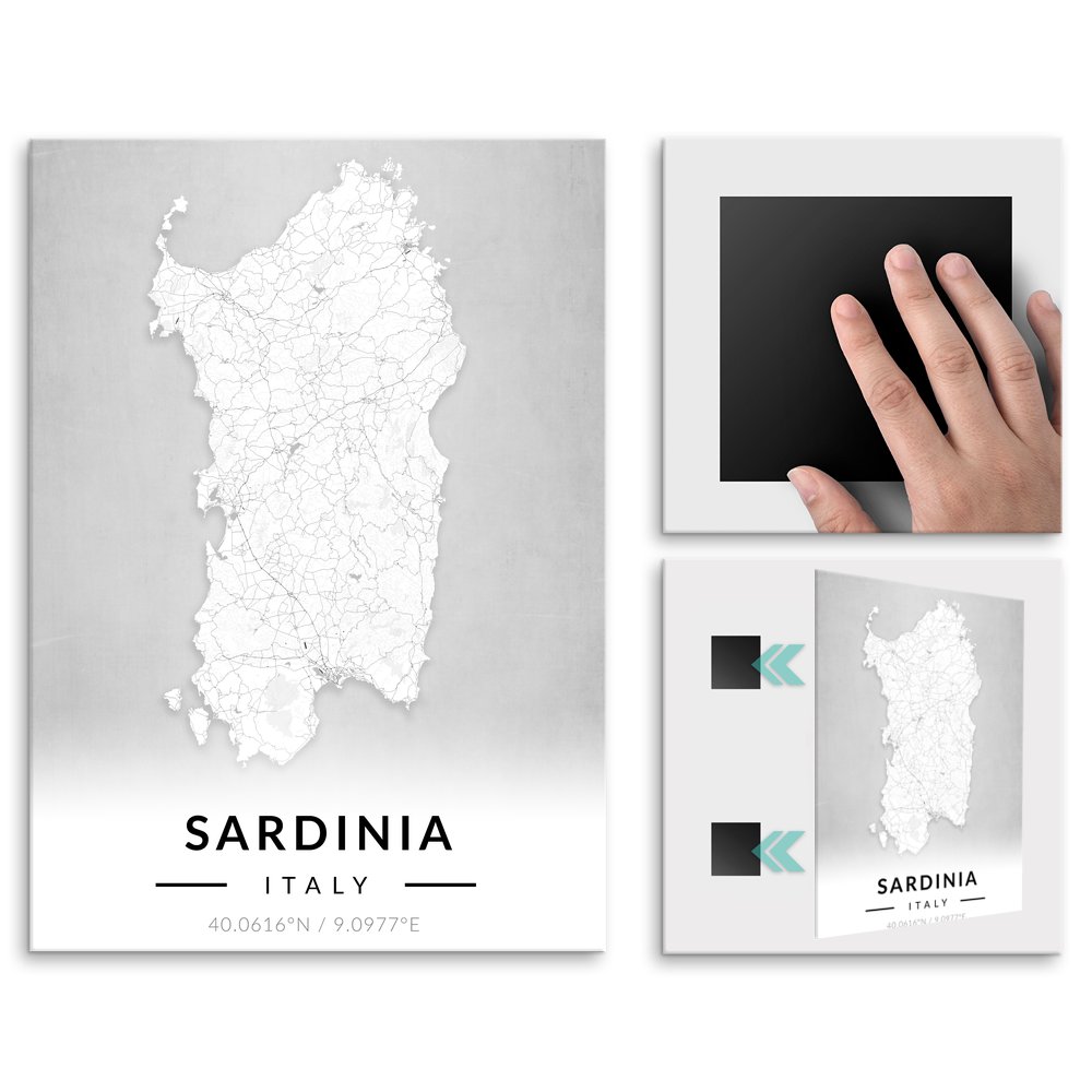 Plakat metalowy Mapa B&W Sardynia M