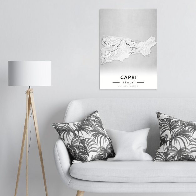 Plakat metalowy Mapa B&W Capri L