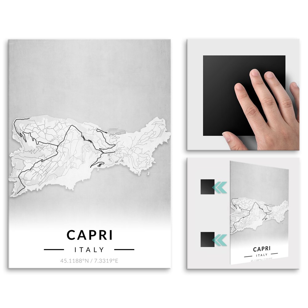 Plakat metalowy Mapa B&W Capri L