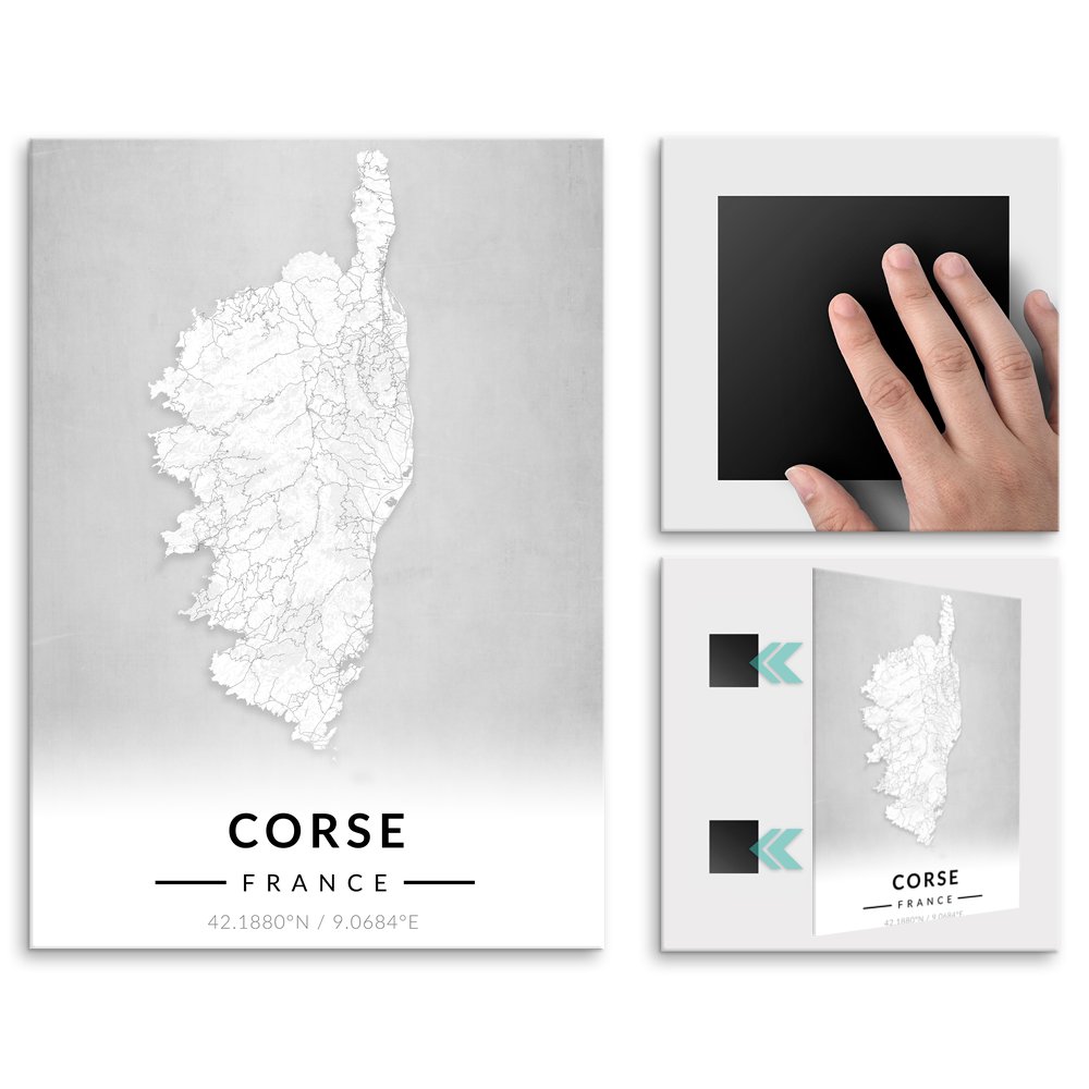 Plakat metalowy Mapa B&W Korsyka L