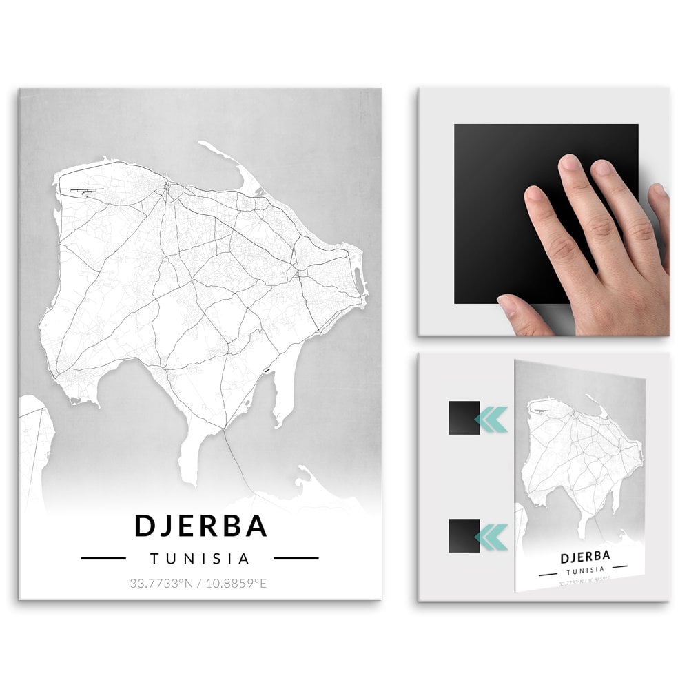 Plakat metalowy Mapa B&W Derba L