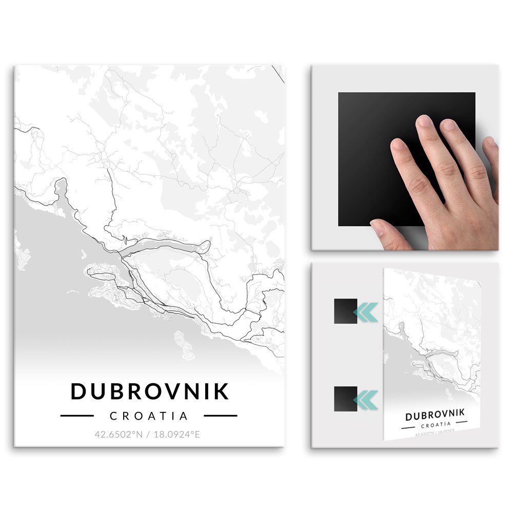 Plakat metalowy Mapa B&W Dubrownik M