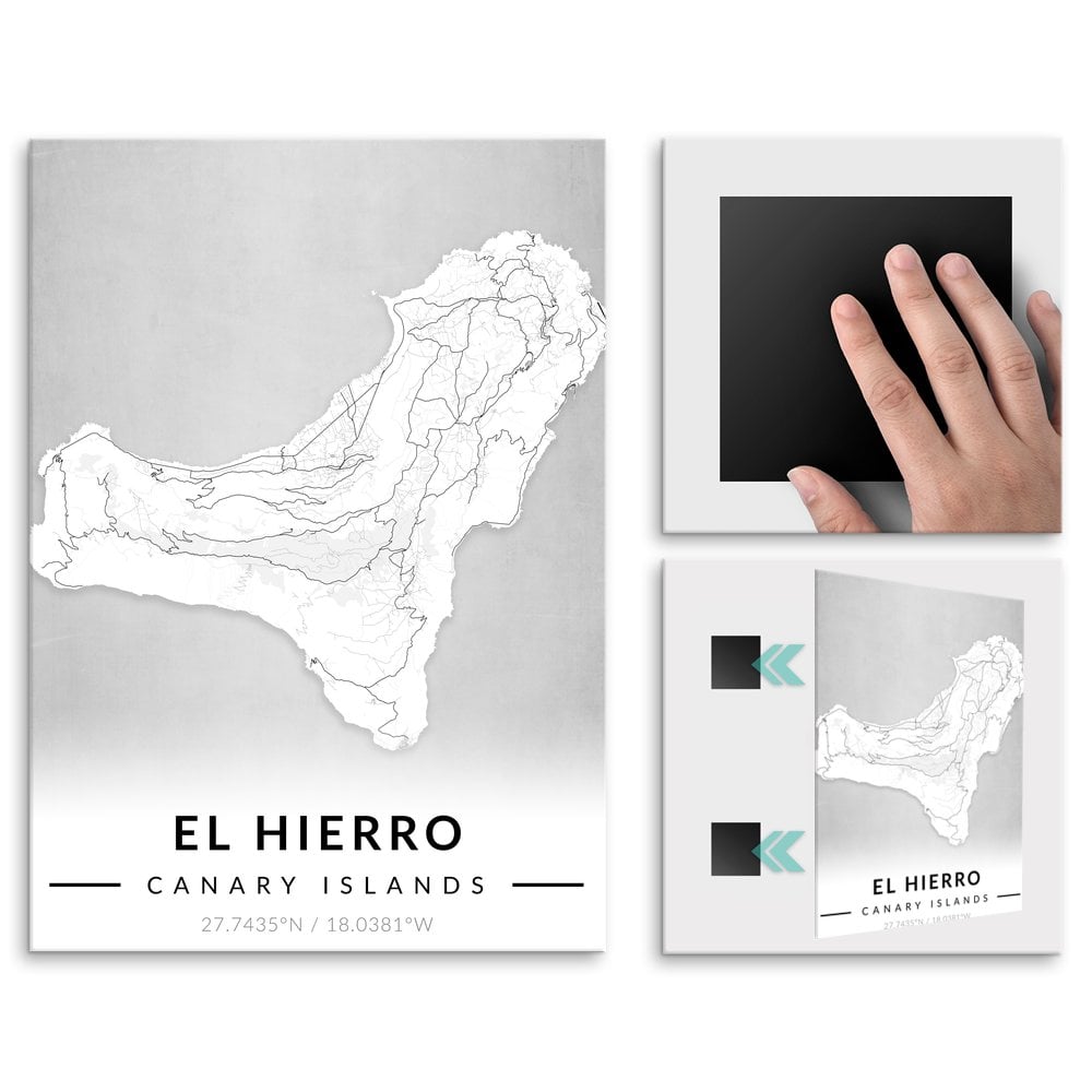 Plakat metalowy Mapa B&W El Hierro M