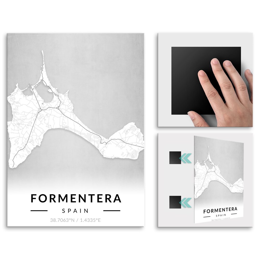 Plakat metalowy Mapa B&W Formentera M