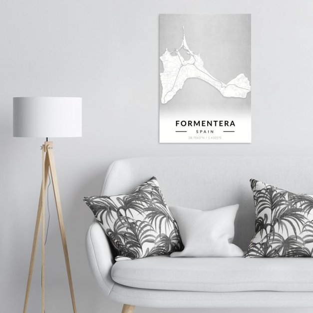 Plakat metalowy Mapa B&W Formentera L