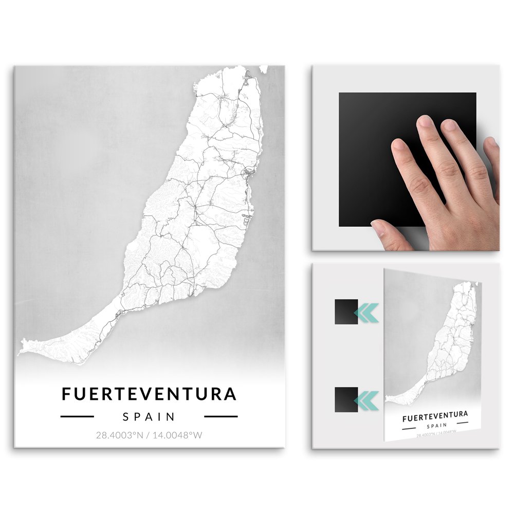 Plakat metalowy Mapa B&W Fuerteventura L