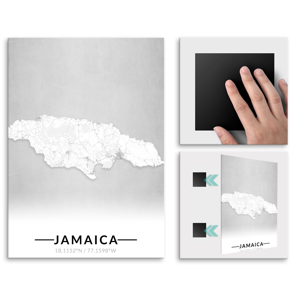 Plakat metalowy Mapa B&W Jamajka M