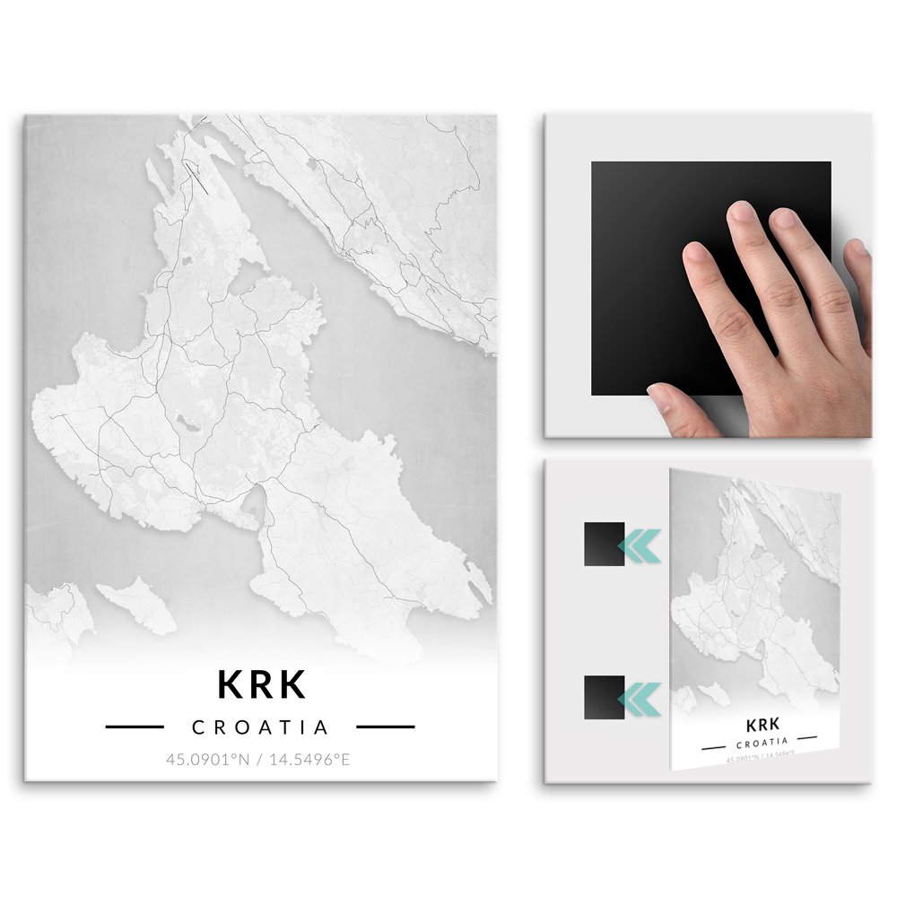 Plakat metalowy Mapa B&W Krka M