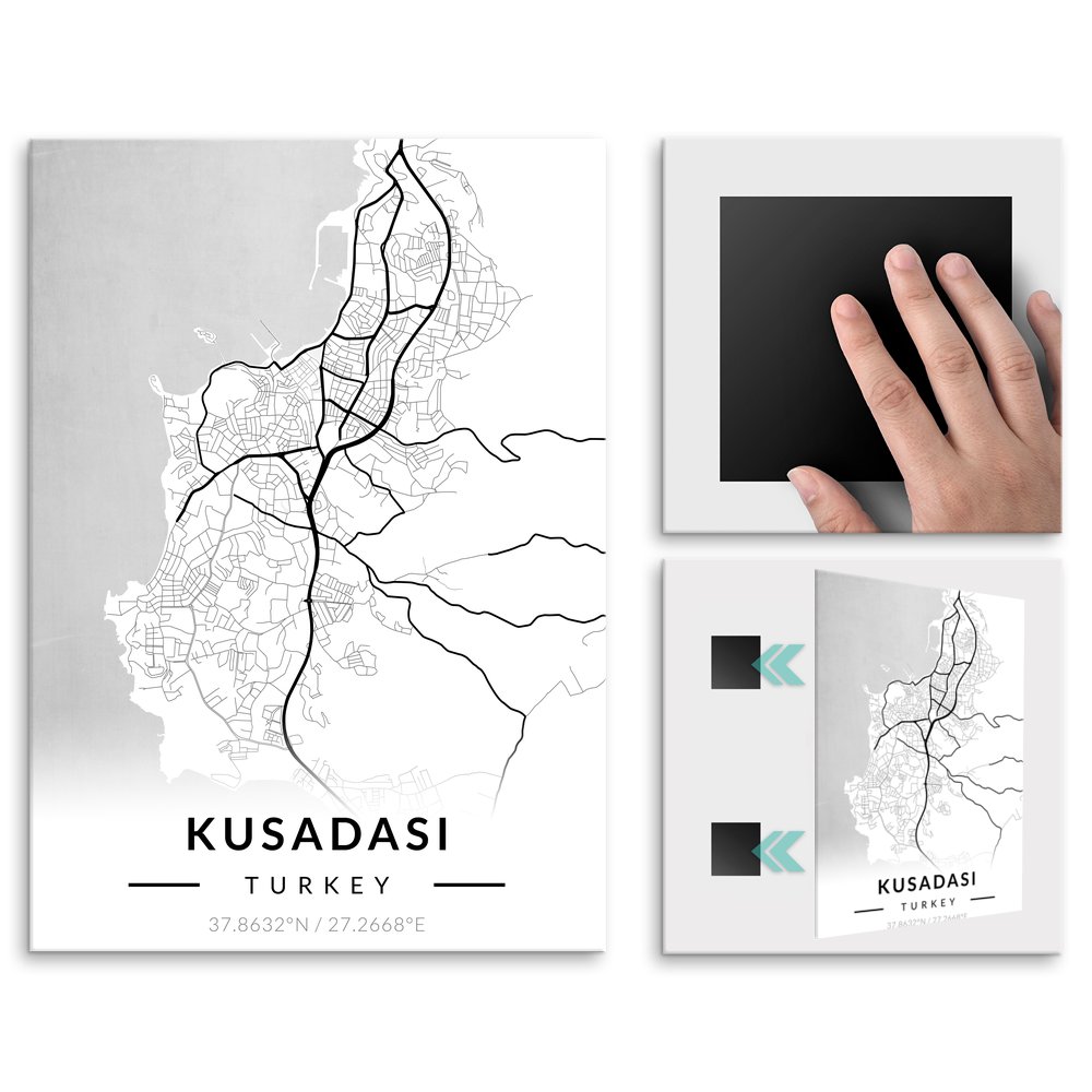 Plakat metalowy Mapa B&W Kuadasi L