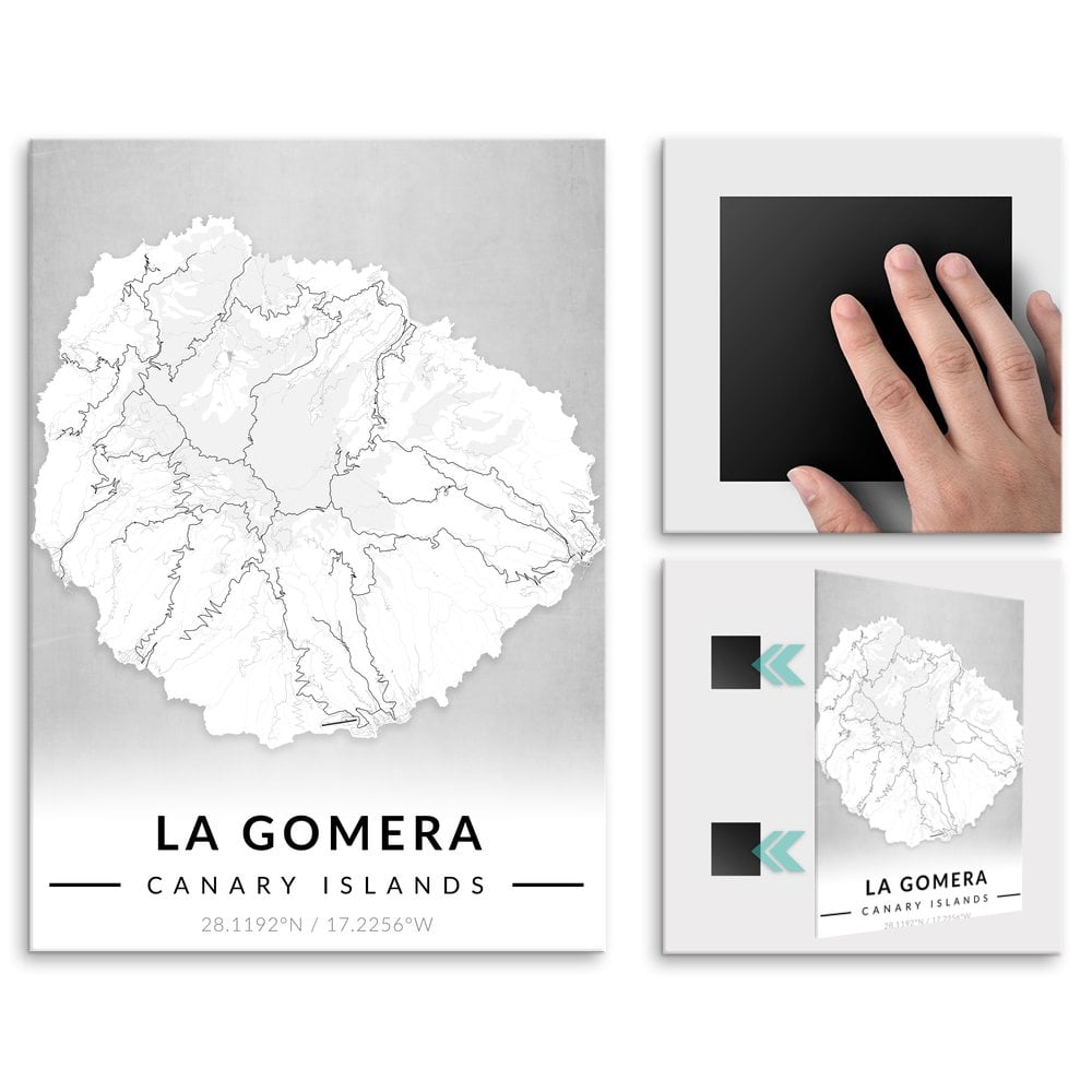 Plakat metalowy Mapa B&W La Gomera M