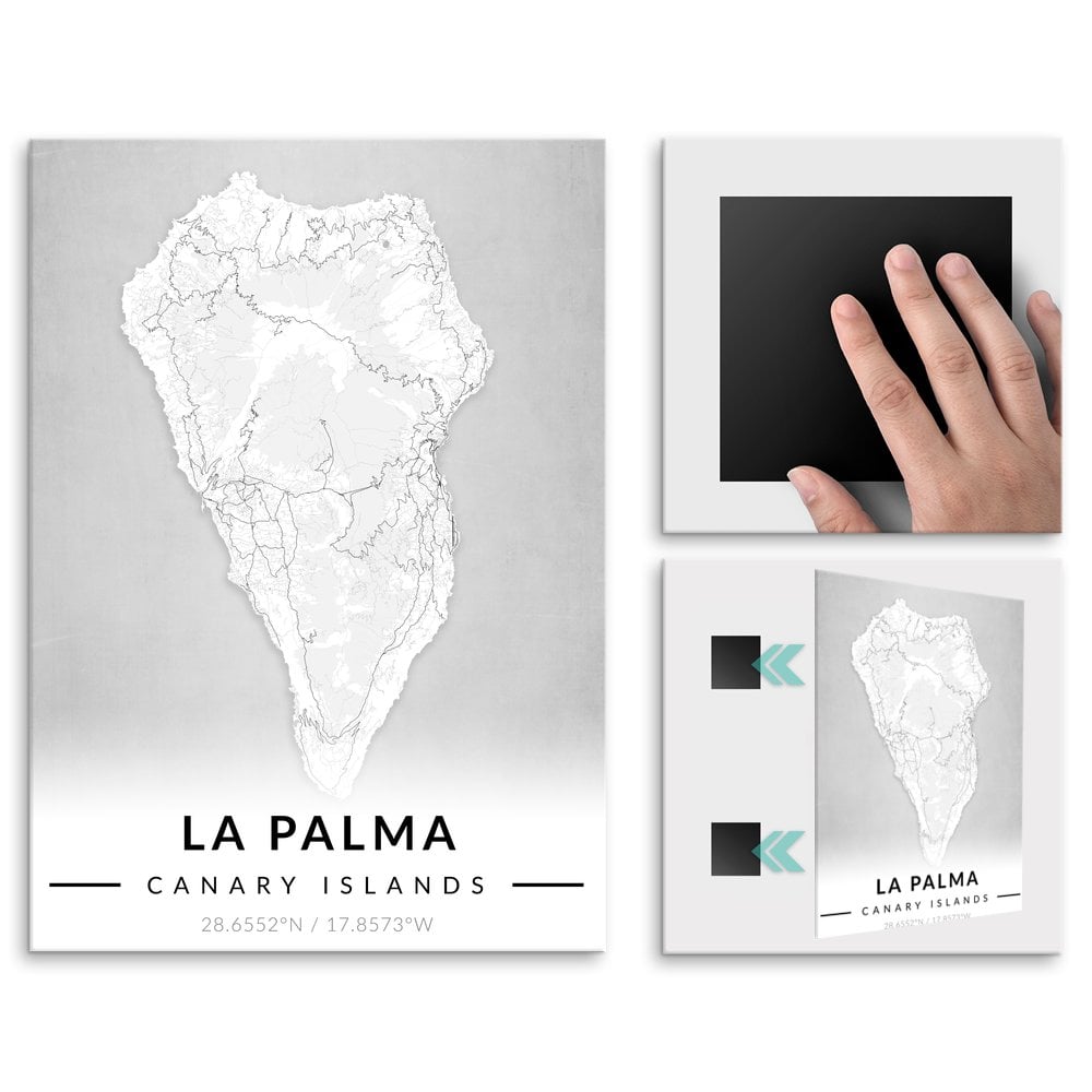 Plakat metalowy Mapa B&W La Palma L