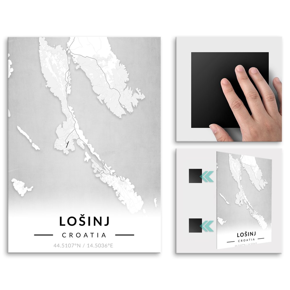 Plakat metalowy Mapa B&W Loinj M