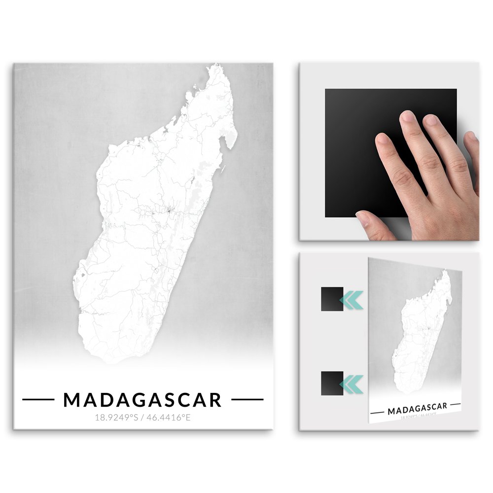 Plakat metalowy Mapa B&W Madagaskar M