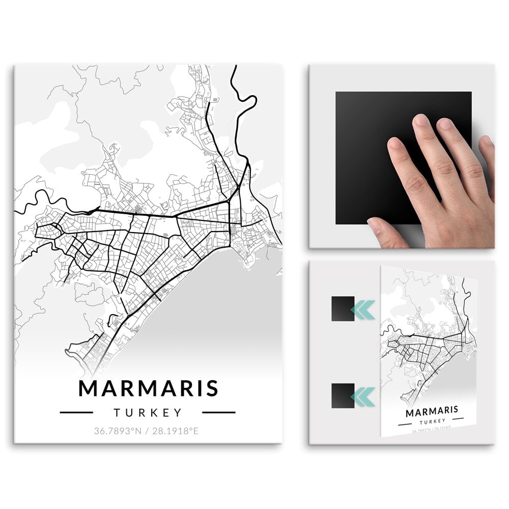 Plakat metalowy Mapa B&W Marmaris M