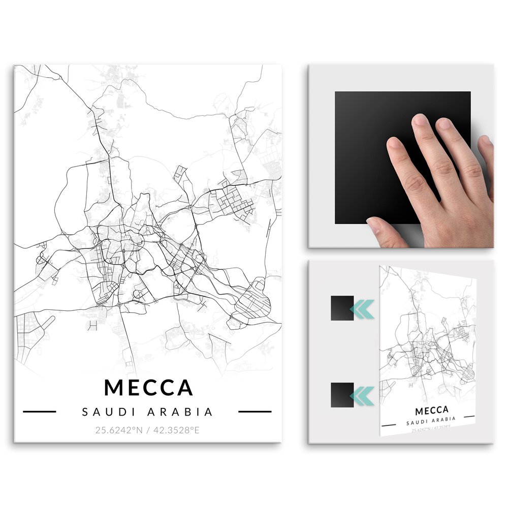 Plakat metalowy Mapa B&W Mekka M