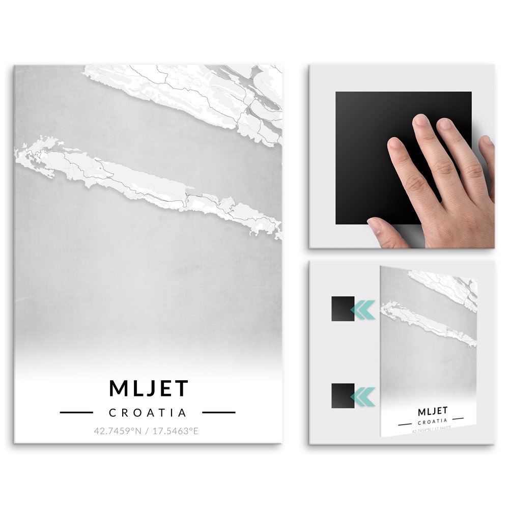 Plakat metalowy Mapa B&W Mljet L