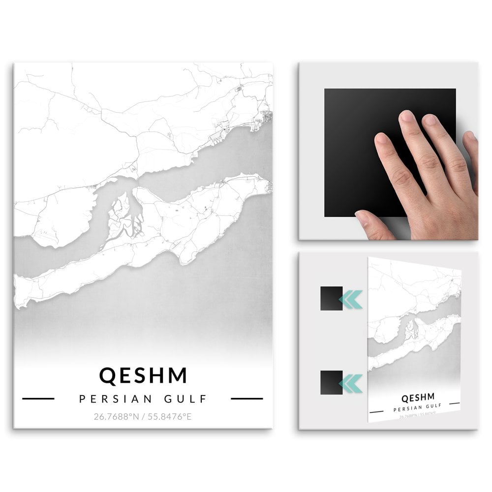 Plakat metalowy Mapa B&W Keszm L