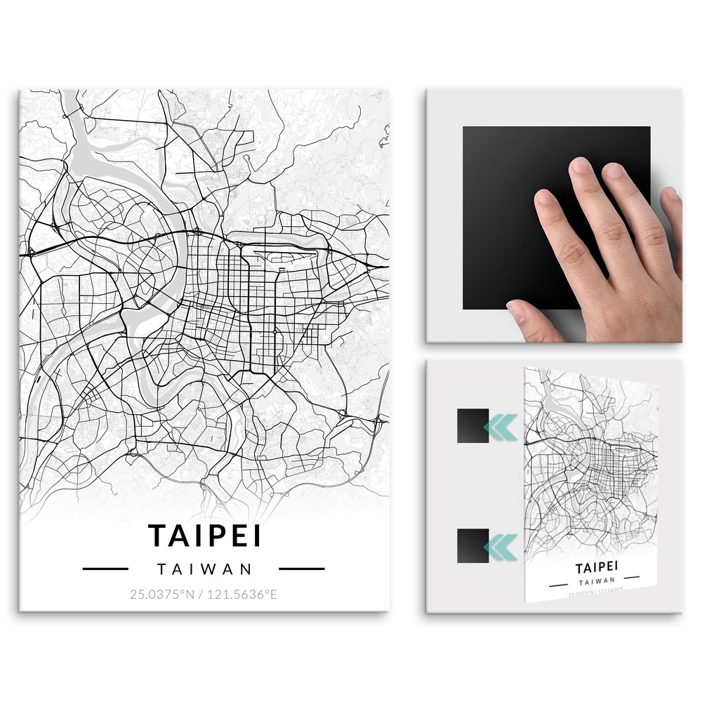 Plakat metalowy Mapa B&W Tajpej L