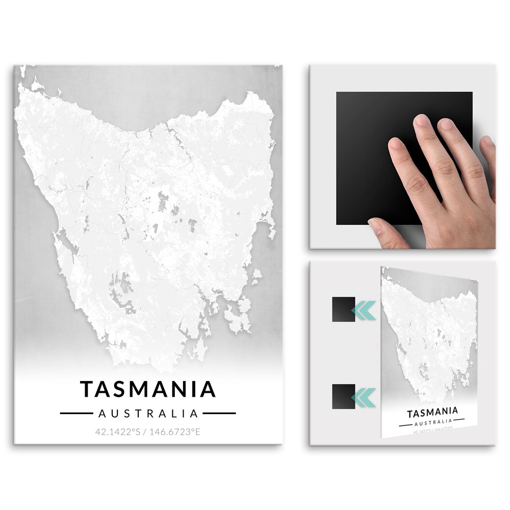 Plakat metalowy Mapa B&W Tasmania M