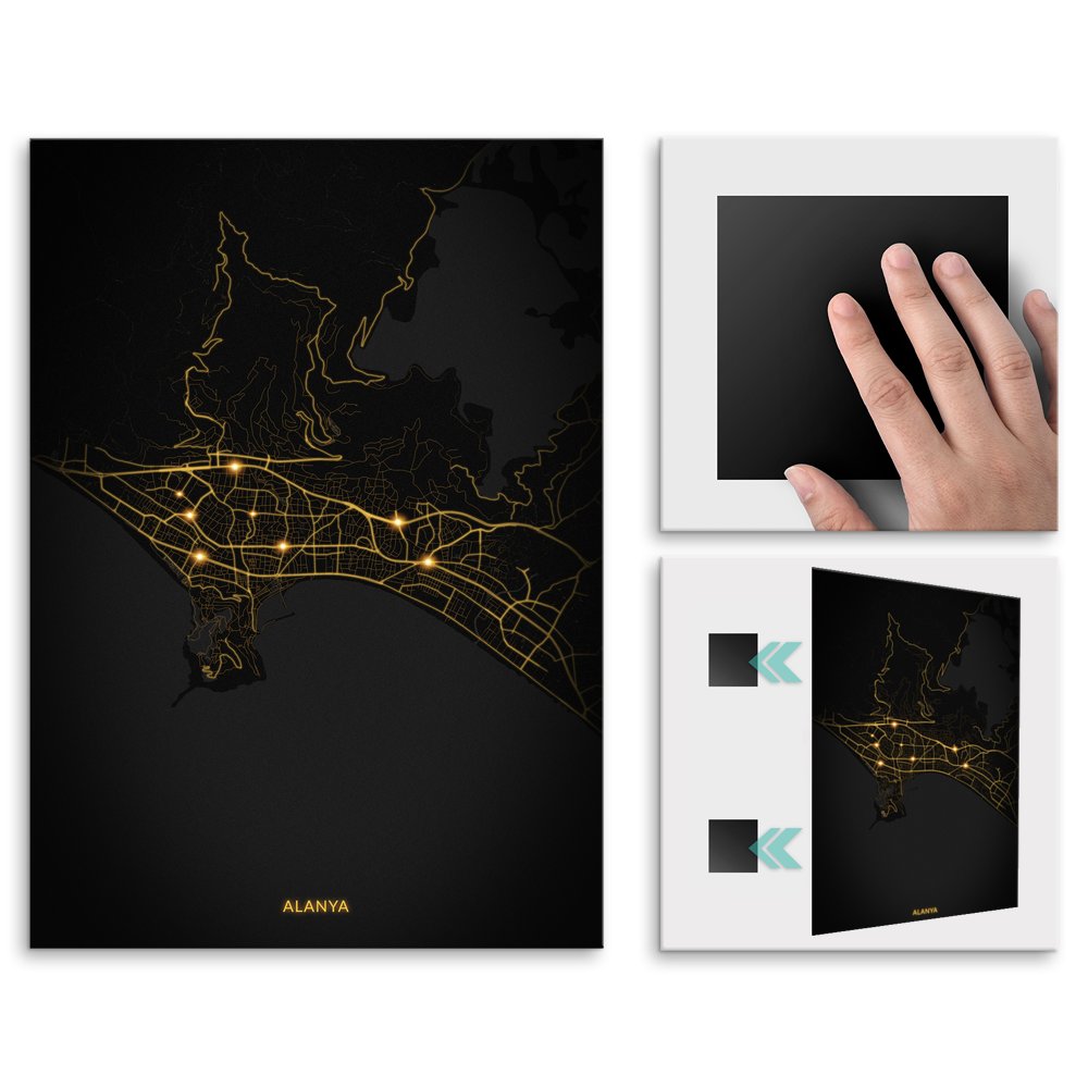 Plakat metalowy Mapa City Lights Alanya L