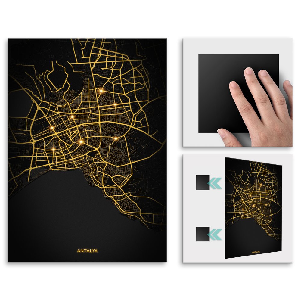 Plakat metalowy Mapa City Lights Antalya L