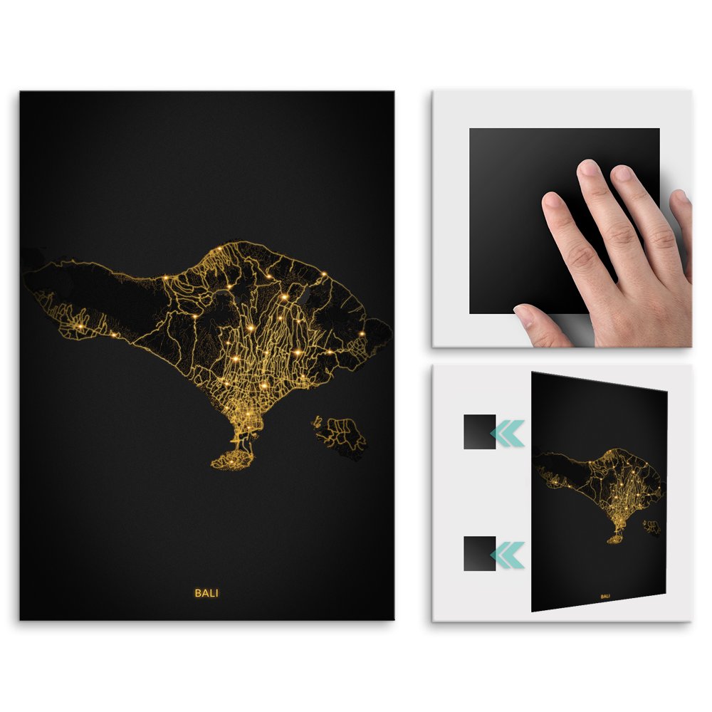 Plakat metalowy Mapa City Lights Bali L