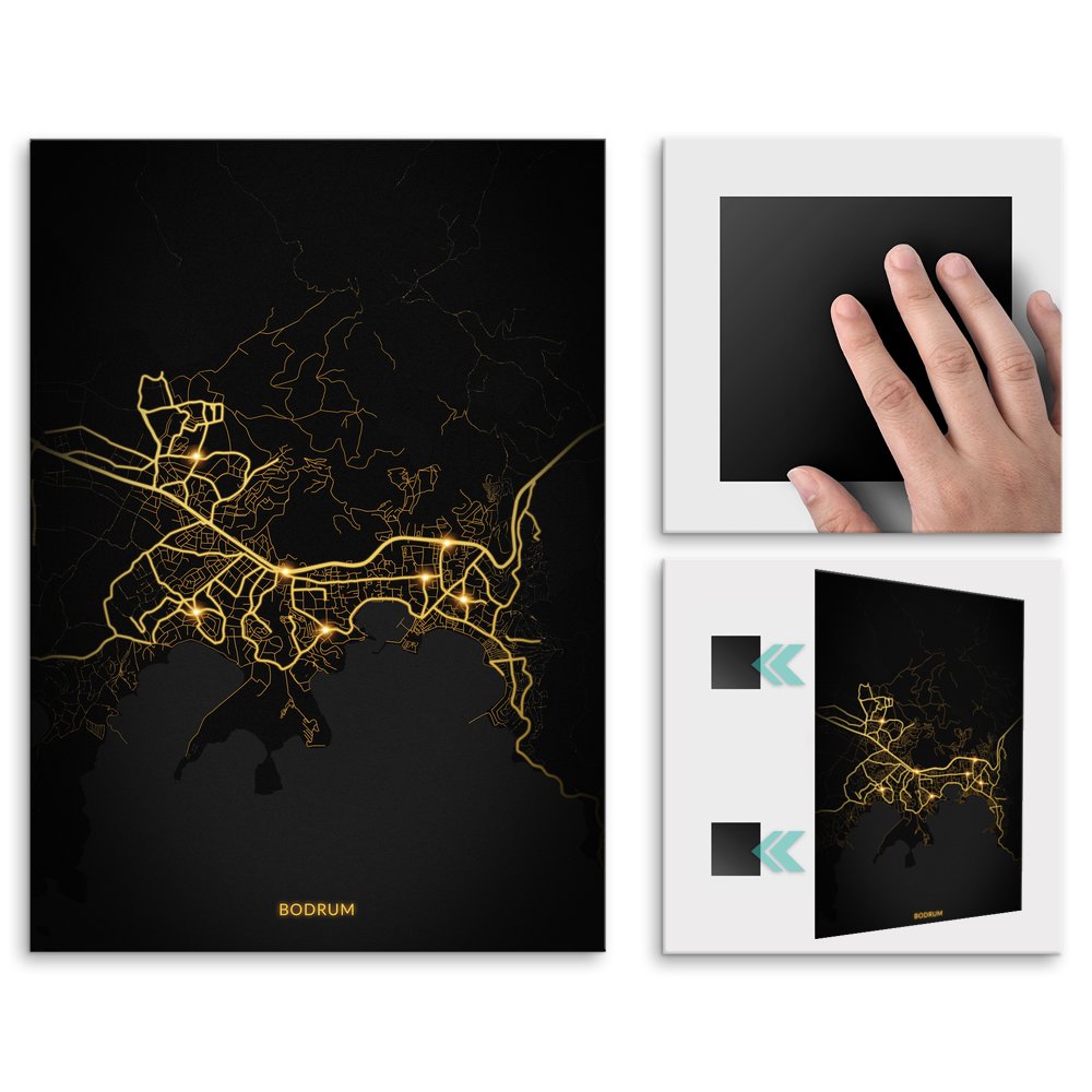Plakat metalowy Mapa City Lights Bodrum M