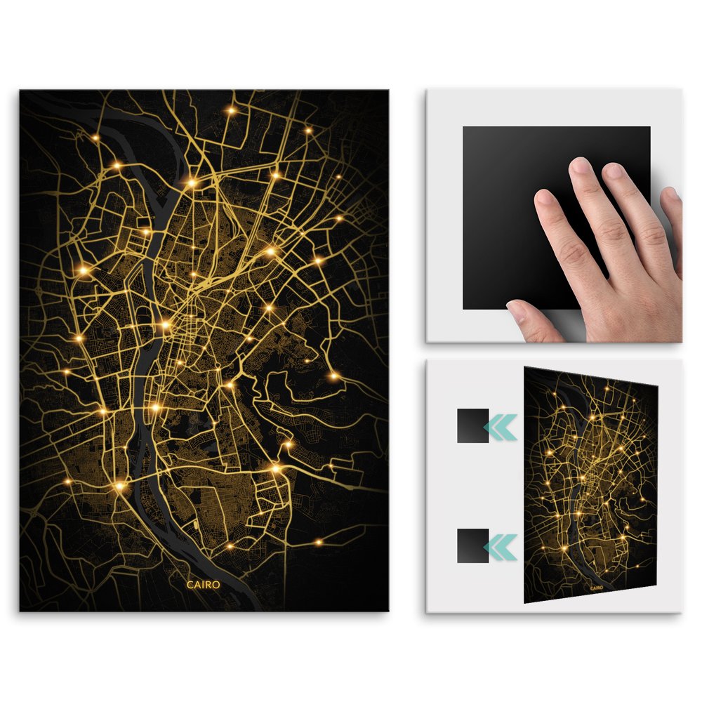 Plakat metalowy Mapa City Lights Kair L