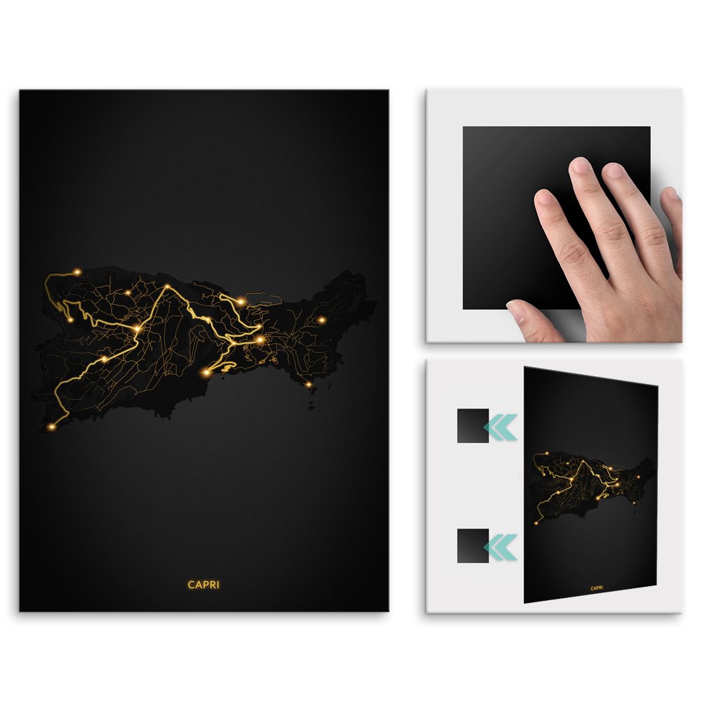 Plakat metalowy Mapa City Lights Capri M