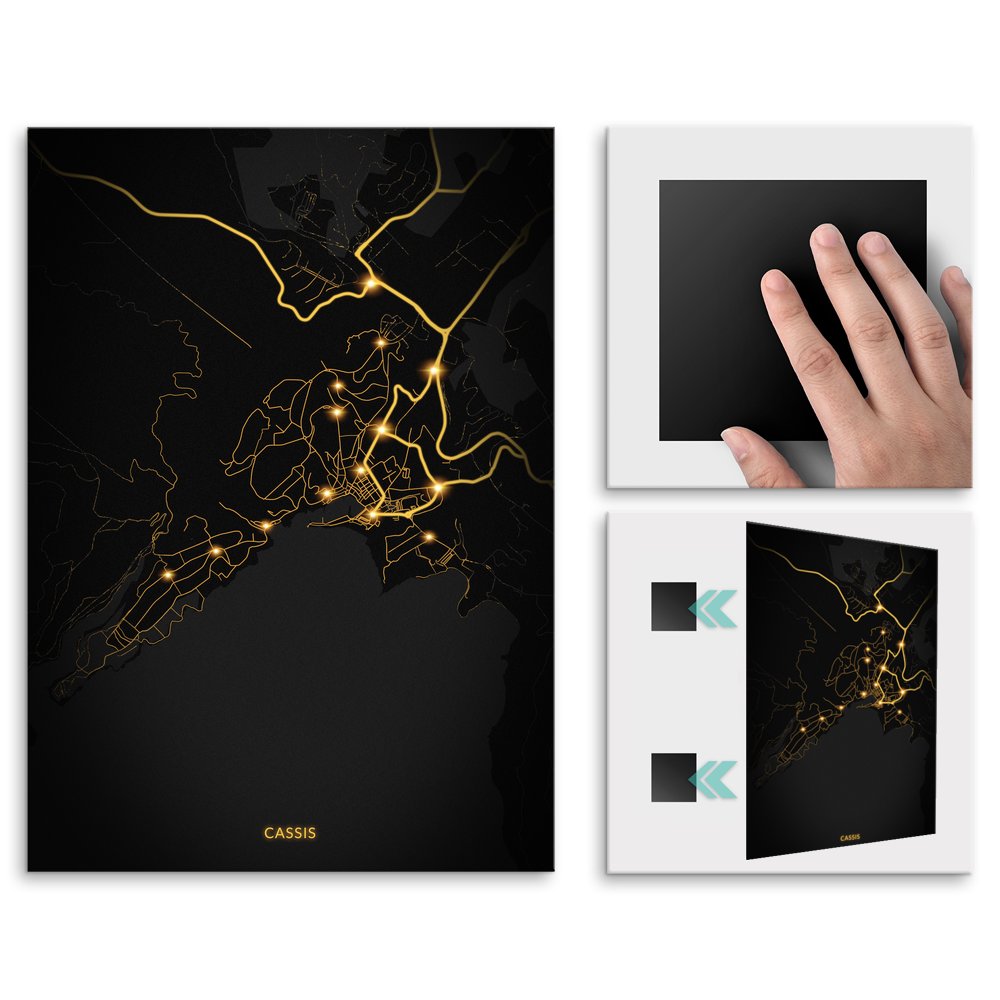Plakat metalowy Mapa City Lights Cassis L