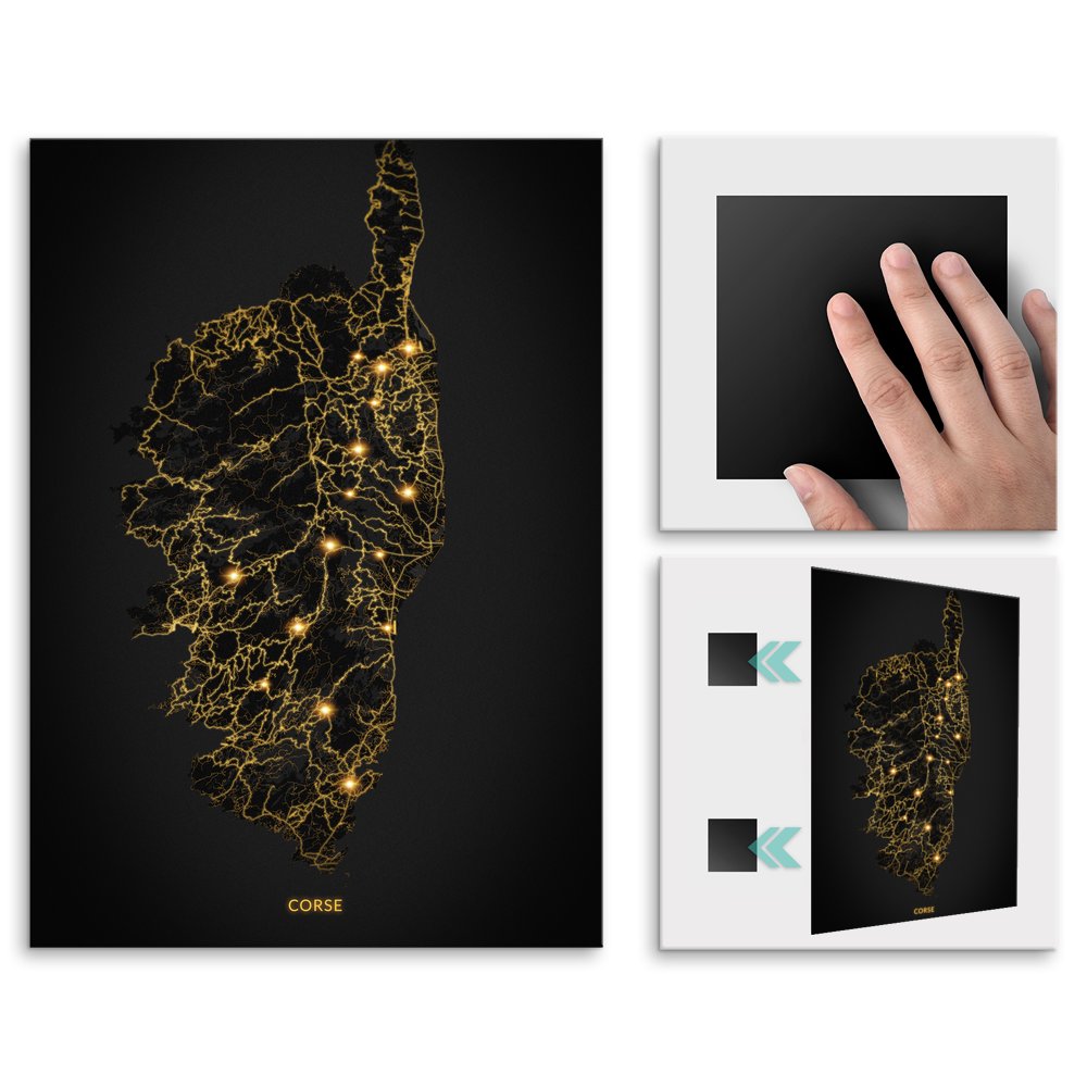 Plakat metalowy Mapa City Lights Korsyka M
