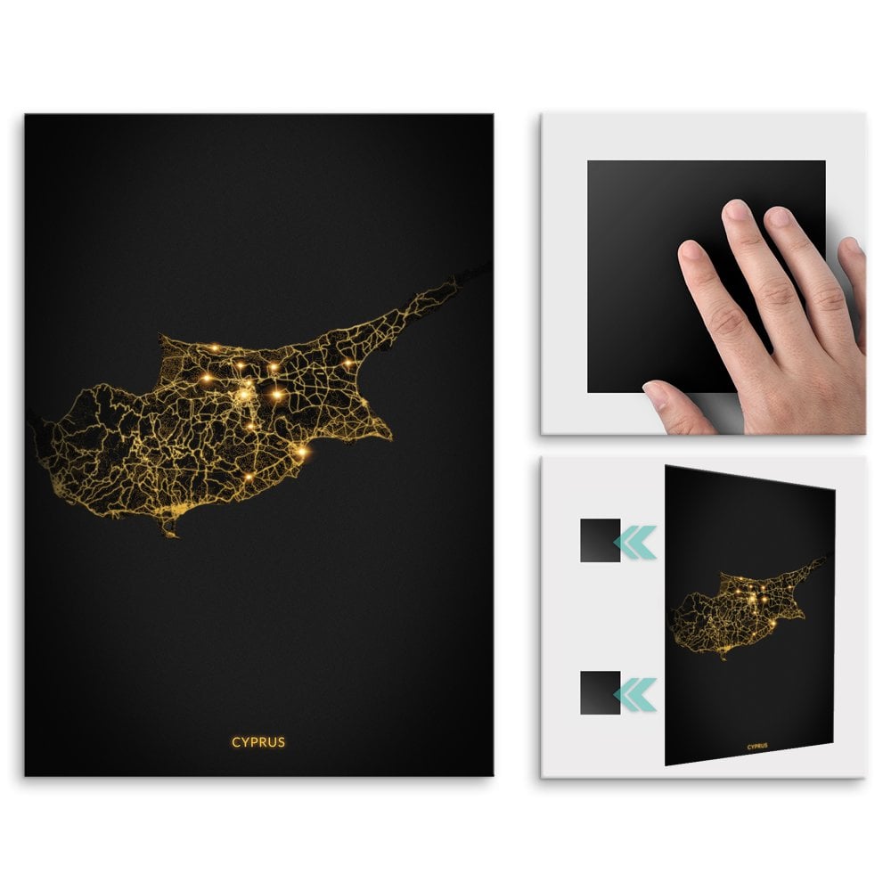 Plakat metalowy Mapa City Lights Cypr M